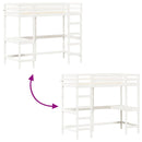 vidaXL fehér tömör fenyőfa galériaágy íróasztallal 100 x 200 cm