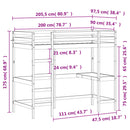 vidaXL viaszbarna tömör fenyőfa galériaágy íróasztallal 90 x 200 cm