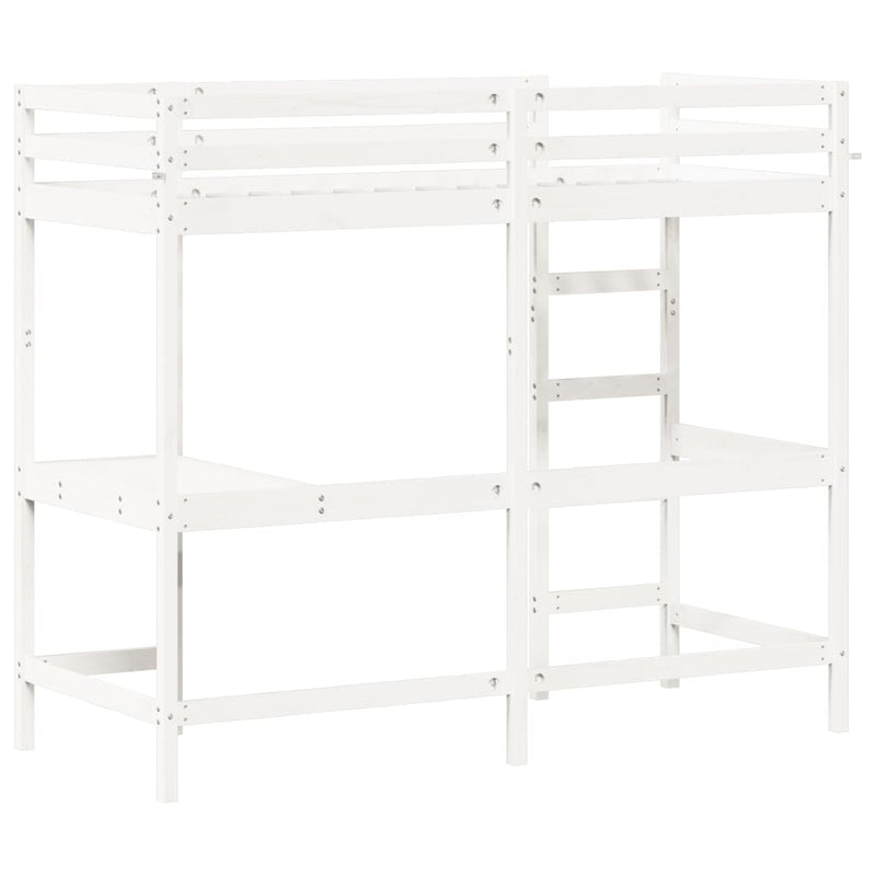 vidaXL fehér tömör fenyőfa galériaágy íróasztallal 80 x 200 cm