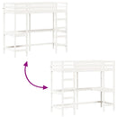 vidaXL fehér tömör fenyőfa galériaágy íróasztallal 80 x 200 cm