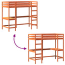 vidaXL viaszbarna tömör fenyőfa galériaágy íróasztallal 90 x 190 cm