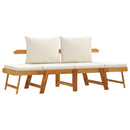 vidaXL 2 az 1-ben tömör akácfa kerti pad párnákkal