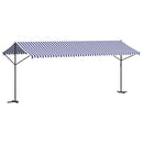vidaXL kék-fehér szövet és acél szabadon álló napellenző 600 x 300 cm