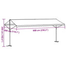 vidaXL kék-fehér szövet és acél szabadon álló napellenző 600 x 300 cm