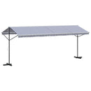 vidaXL kék-fehér szövet és acél szabadon álló napellenző 600 x 300 cm
