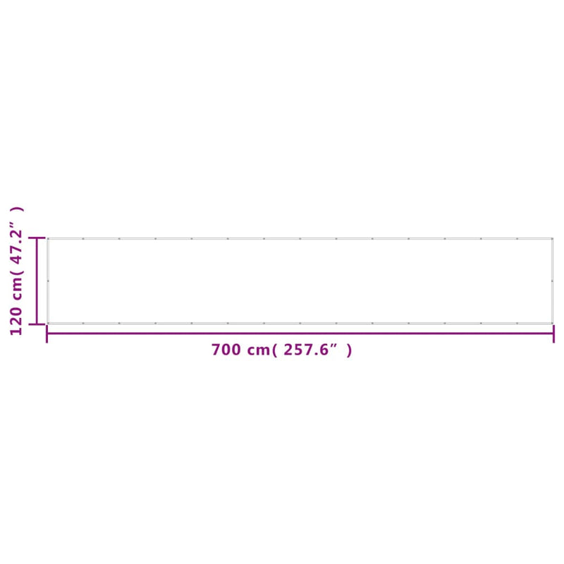 vidaXL fekete 100% oxford poliészter erkélyparaván 120 x 700 cm
