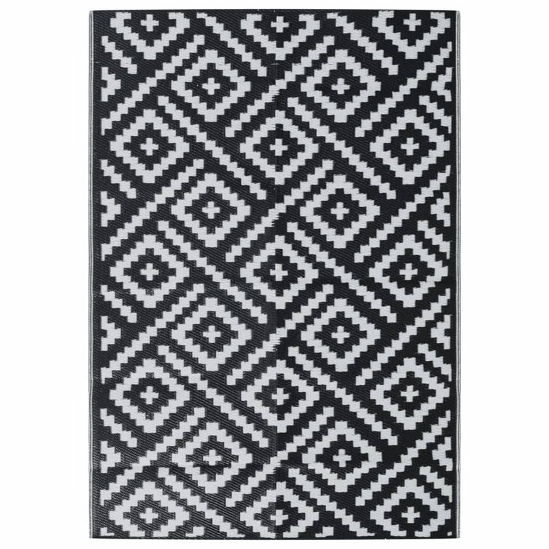 vidaXL kültéri szőnyeg ARAKIL fehér és fekete 140x200 cm PP