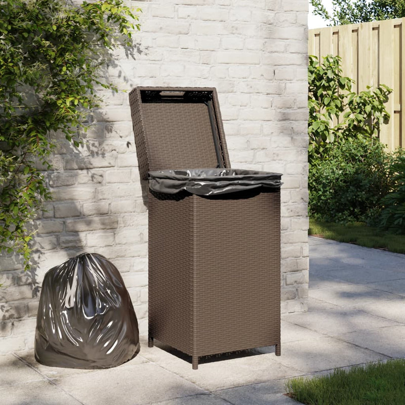 vidaXL barna polyrattan szemeteskuka 40 x 40 x 80 cm