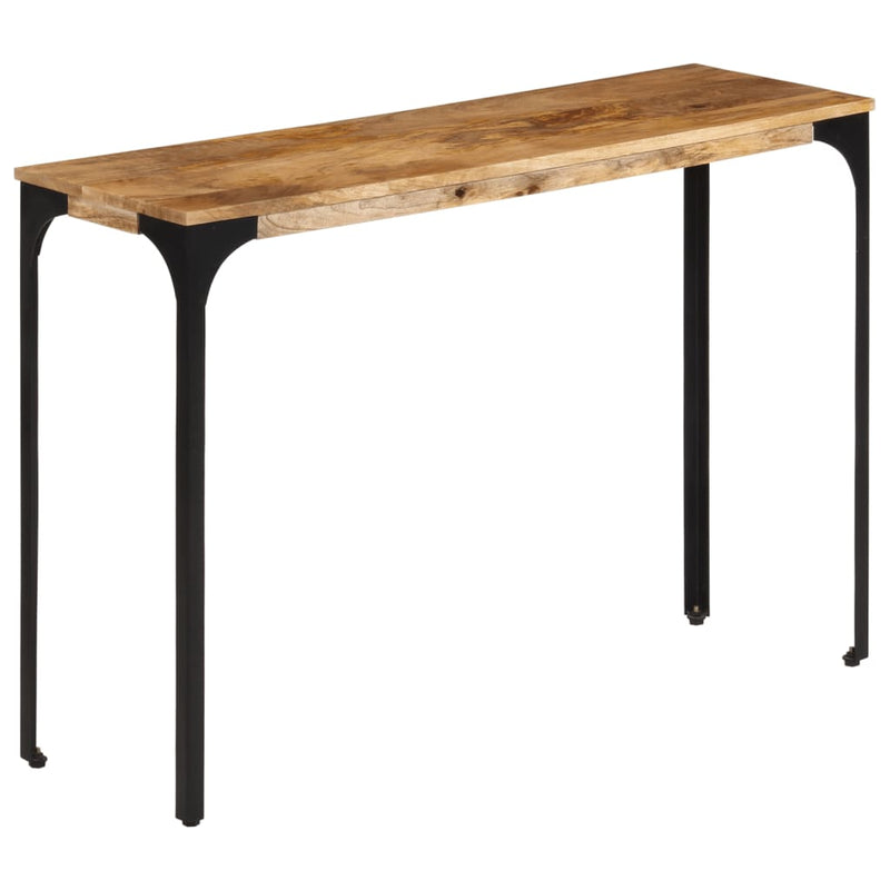 vidaXL barna tömör mangófa és vas konzolasztal 110 x 35 x 76 cm