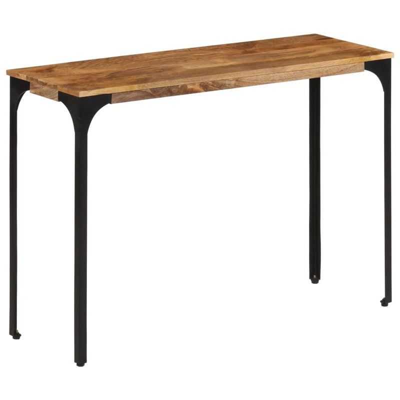 vidaXL barna tömör mangófa és vas konzolasztal 110 x 35 x 76 cm