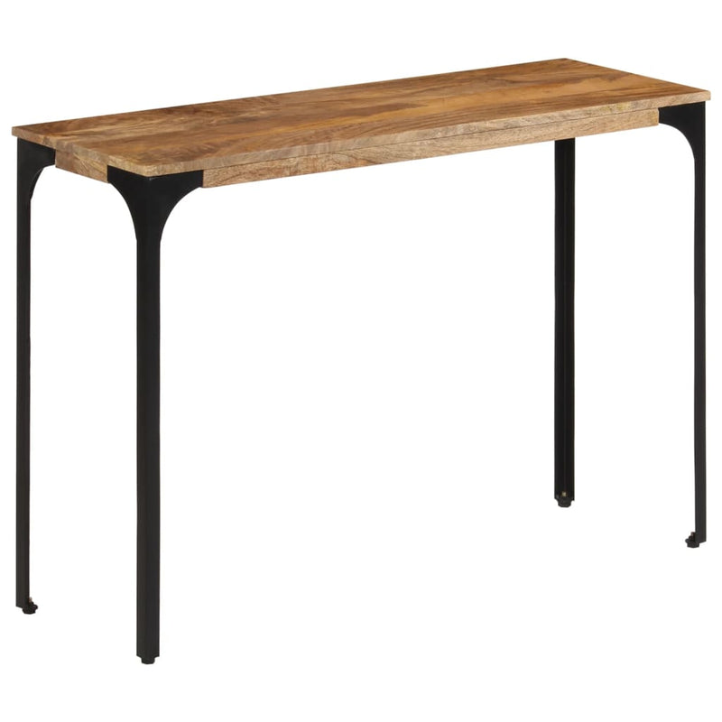 vidaXL barna tömör mangófa és vas konzolasztal 110 x 35 x 76 cm
