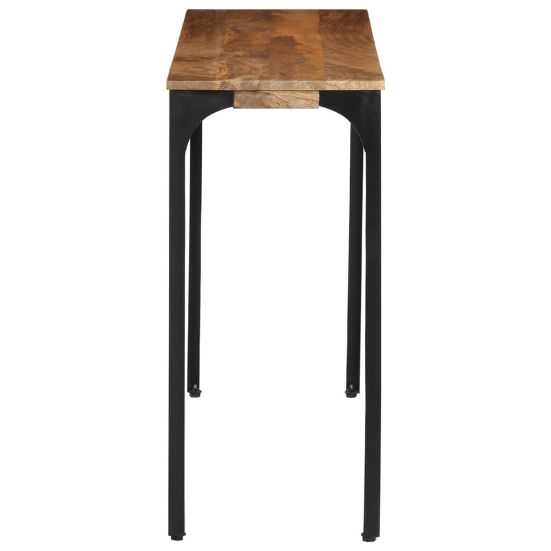 vidaXL barna tömör mangófa és vas konzolasztal 110 x 35 x 76 cm