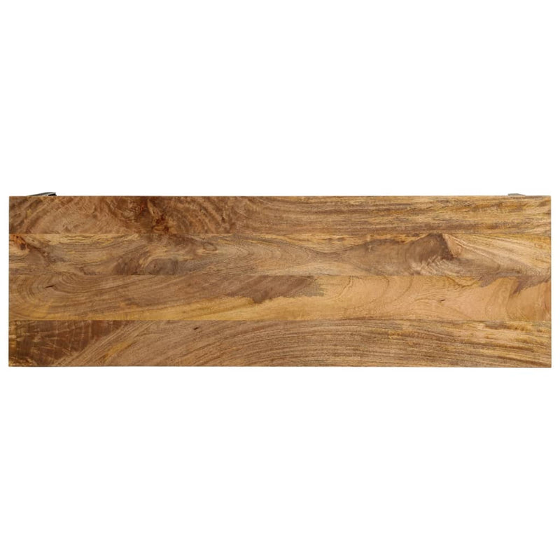 vidaXL barna tömör mangófa és vas konzolasztal 110 x 35 x 76 cm