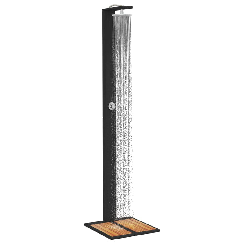 vidaXL fekete polyrattan és akácfa kültéri zuhanyzó 50 x 55 x 224 cm