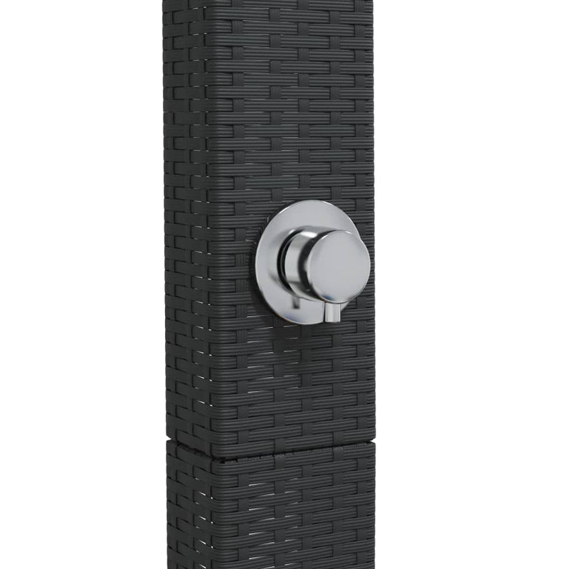 vidaXL fekete polyrattan és akácfa kültéri zuhanyzó 50 x 55 x 224 cm