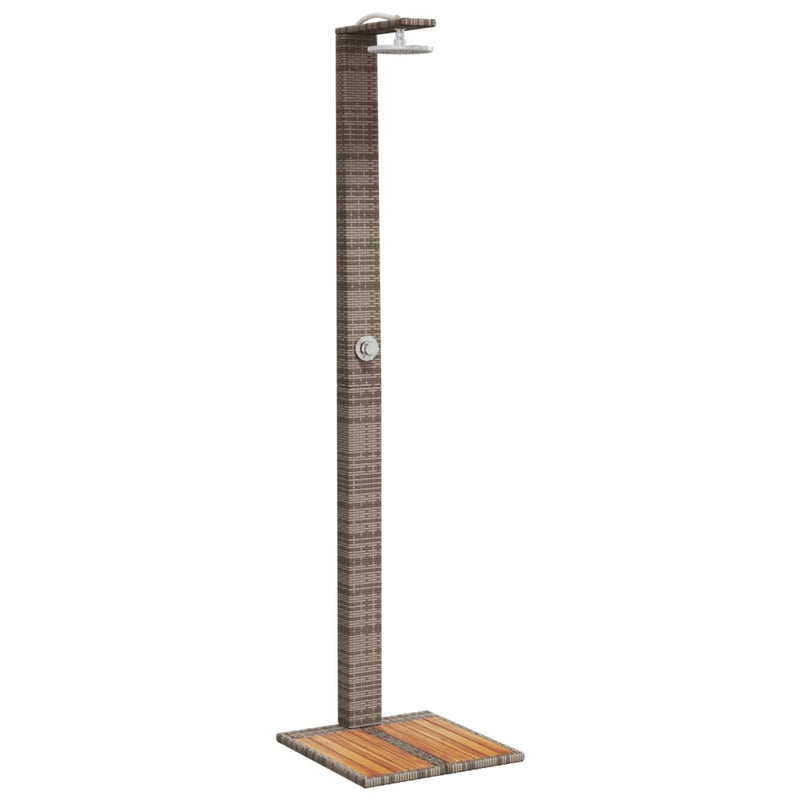 vidaXL szürke polyrattan és akácfa kültéri zuhanyzó 50 x 55 x 224 cm