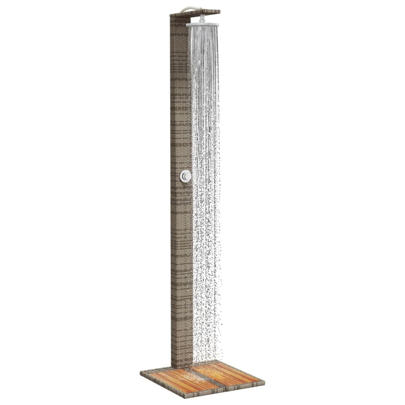 vidaXL szürke polyrattan és akácfa kültéri zuhanyzó 50 x 55 x 224 cm