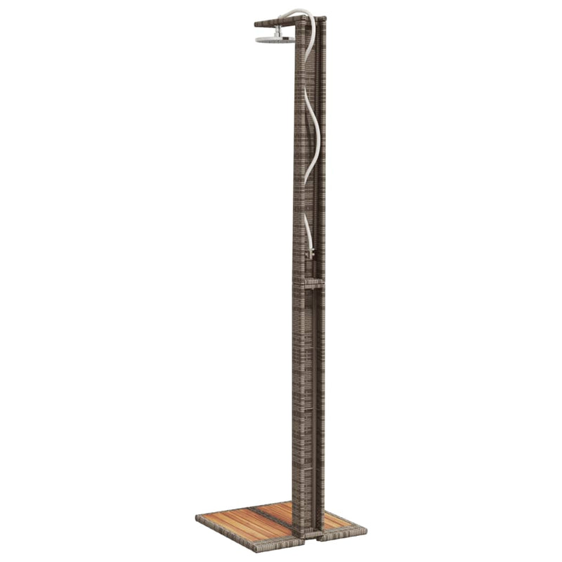 vidaXL szürke polyrattan és akácfa kültéri zuhanyzó 50 x 55 x 224 cm