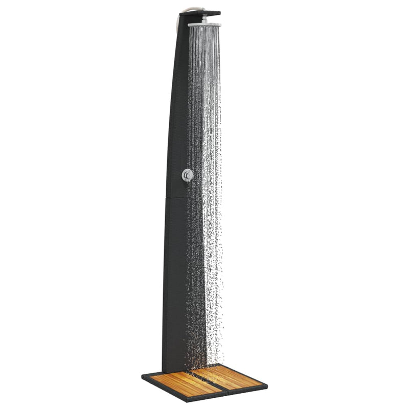 vidaXL fekete polyrattan és akácfa kültéri zuhanyzó 55 x 60 x 224 cm