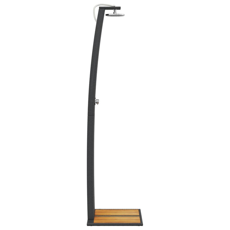 vidaXL fekete polyrattan és akácfa kültéri zuhanyzó 55 x 60 x 224 cm