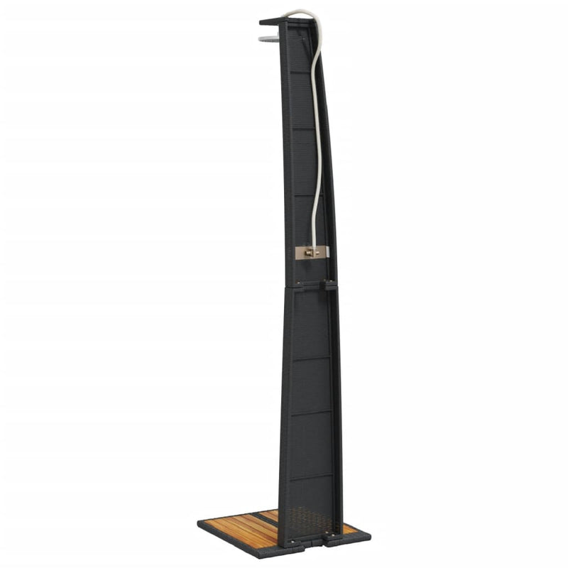 vidaXL fekete polyrattan és akácfa kültéri zuhanyzó 55 x 60 x 224 cm