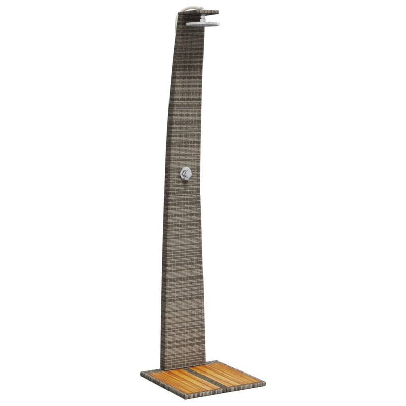vidaXL szürke polyrattan és akácfa kültéri zuhanyzó 55 x 60 x 224 cm