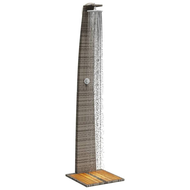 vidaXL szürke polyrattan és akácfa kültéri zuhanyzó 55 x 60 x 224 cm