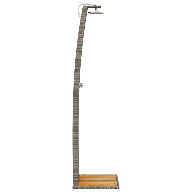 vidaXL szürke polyrattan és akácfa kültéri zuhanyzó 55 x 60 x 224 cm