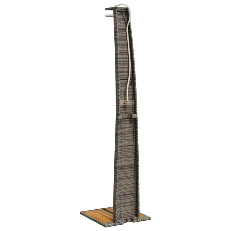vidaXL szürke polyrattan és akácfa kültéri zuhanyzó 55 x 60 x 224 cm