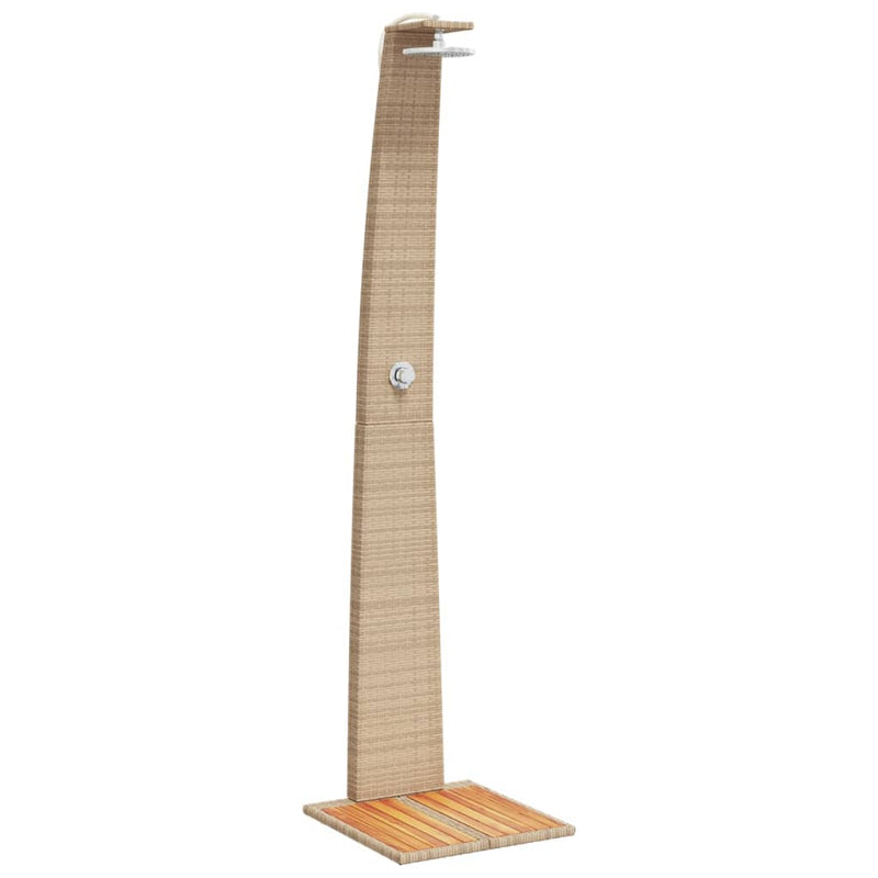 vidaXL bézs polyrattan és akácfa kültéri zuhanyzó 55 x 60 x 224 cm
