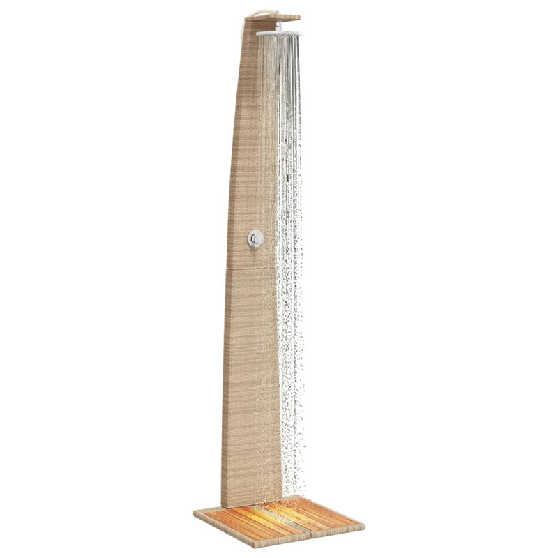 vidaXL bézs polyrattan és akácfa kültéri zuhanyzó 55 x 60 x 224 cm