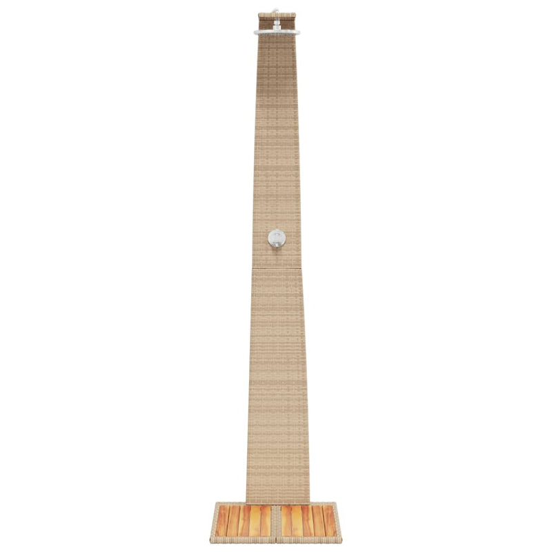 vidaXL bézs polyrattan és akácfa kültéri zuhanyzó 55 x 60 x 224 cm