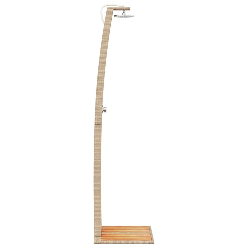 vidaXL bézs polyrattan és akácfa kültéri zuhanyzó 55 x 60 x 224 cm