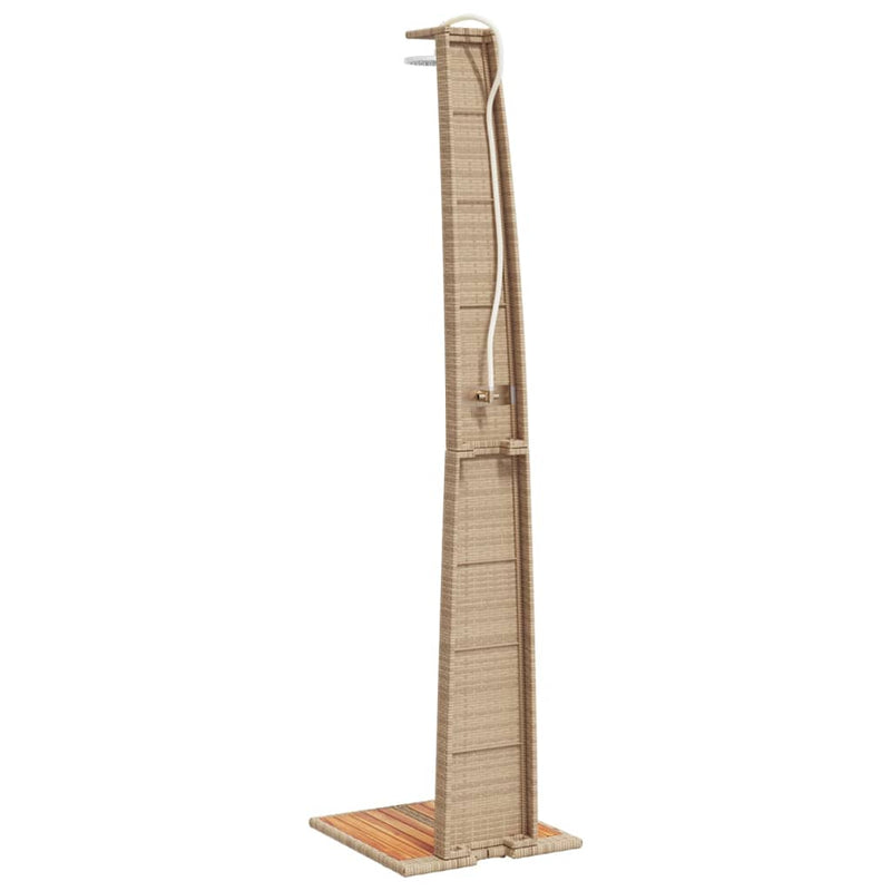 vidaXL bézs polyrattan és akácfa kültéri zuhanyzó 55 x 60 x 224 cm