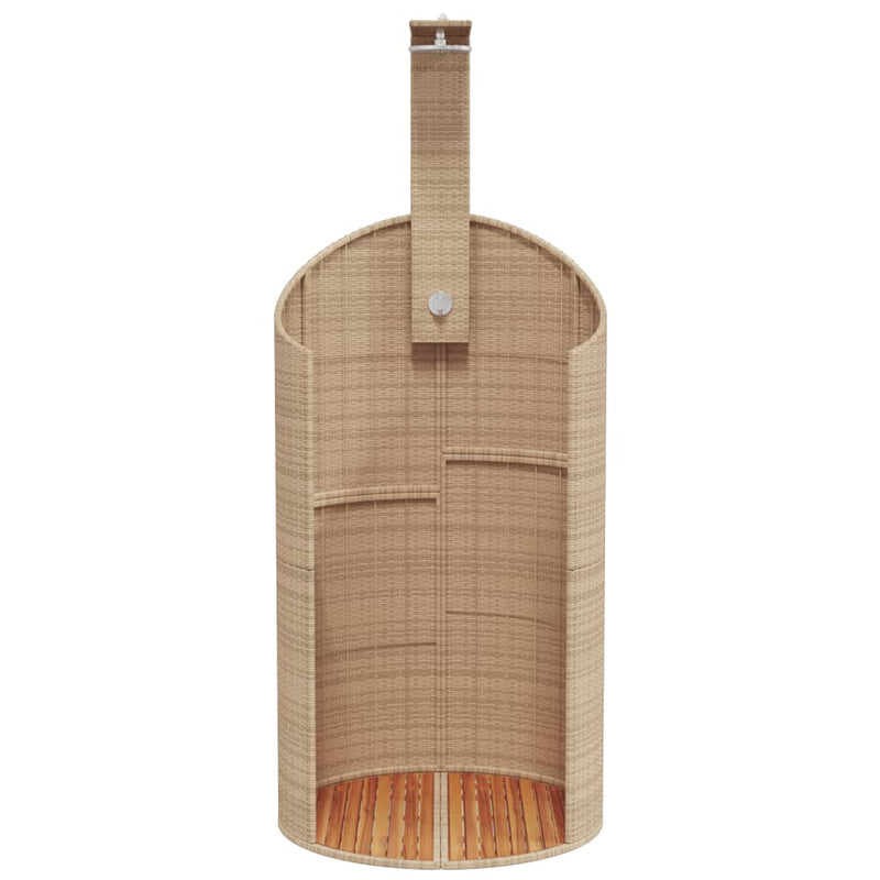 vidaXL bézs polyrattan és akácfa kültéri zuhanyzó 100x100x241,5 cm