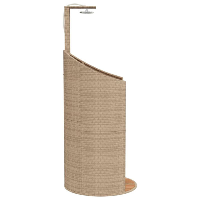 vidaXL bézs polyrattan és akácfa kültéri zuhanyzó 100x100x241,5 cm