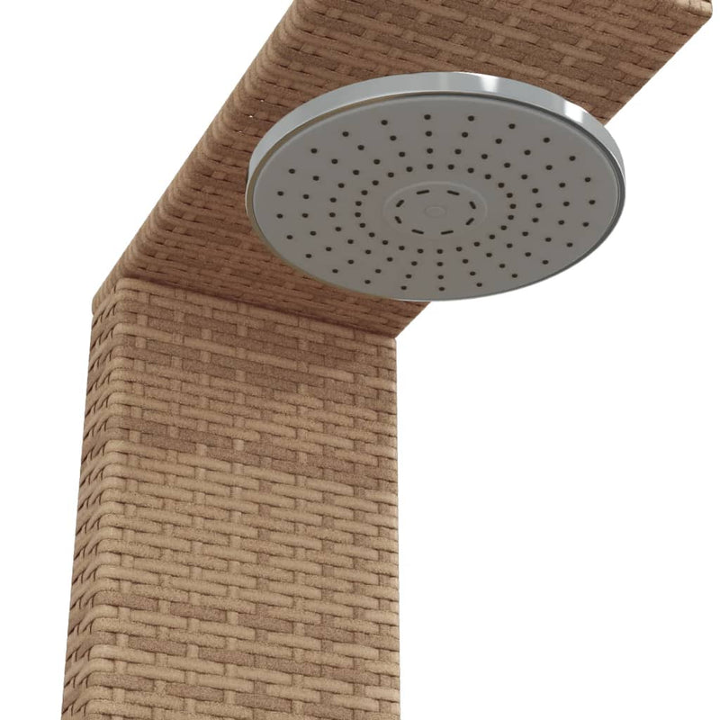 vidaXL bézs polyrattan és akácfa kültéri zuhanyzó 100x100x241,5 cm