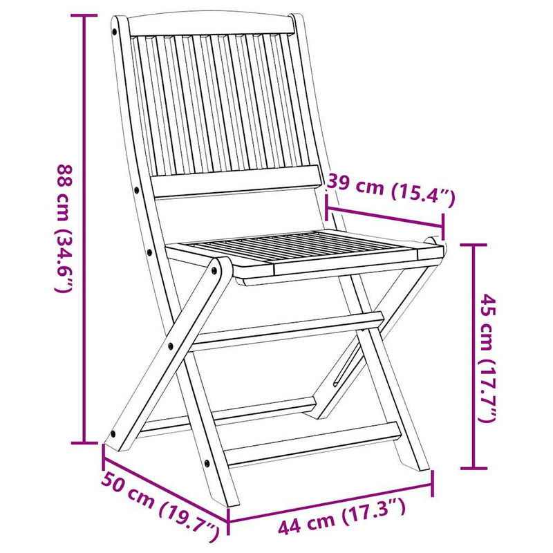 vidaXL 2 db összecsukható tömör akácfa kerti szék 57x48,5x90 cm