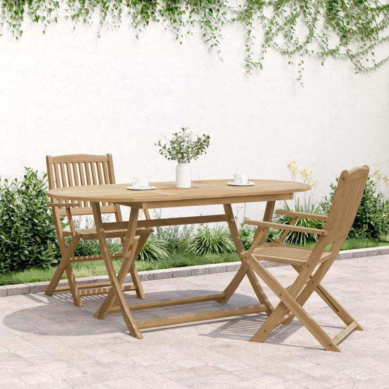 vidaXL összecsukható tömör akácfa kerti asztal 160 x 85 x 75 cm