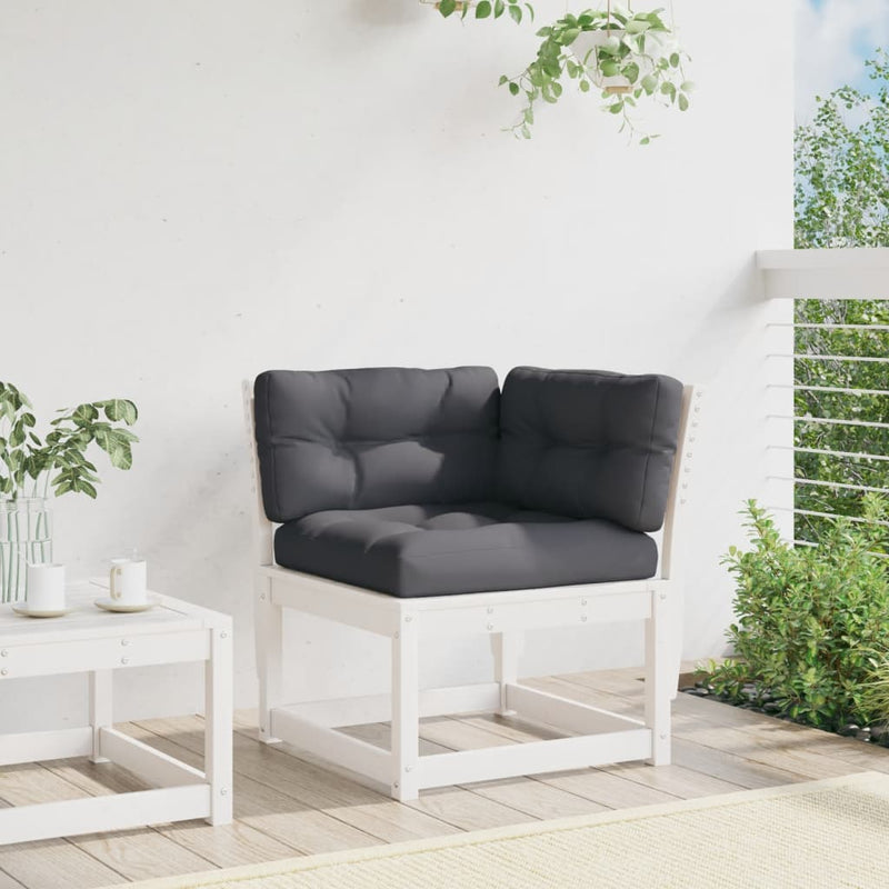 vidaXL fehér tömör fenyőfa kerti sarokkanapé párnával 73 x 73 x 78 cm