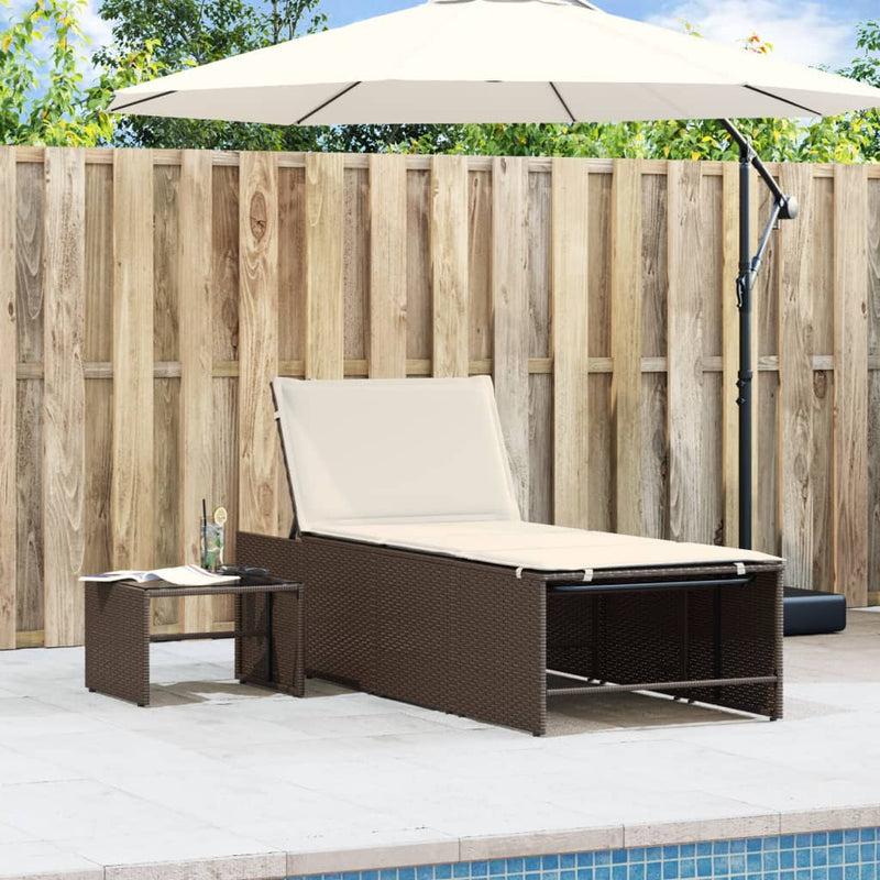 vidaXL 2 db barna polyrattan napozóágy asztallal