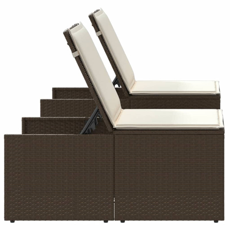 vidaXL 2 db barna polyrattan napozóágy asztallal