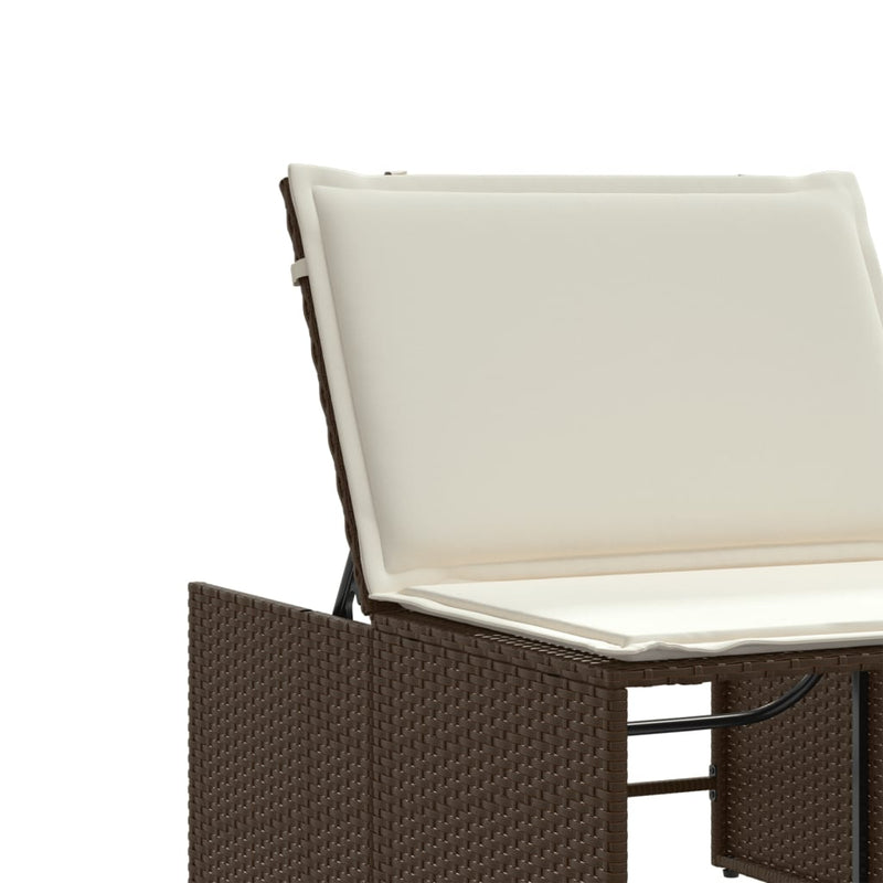vidaXL 2 db barna polyrattan napozóágy asztallal