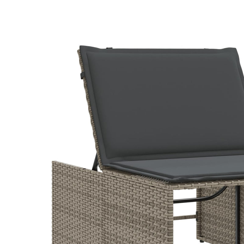 vidaXL 2 db szürke polyrattan napozóágy asztallal