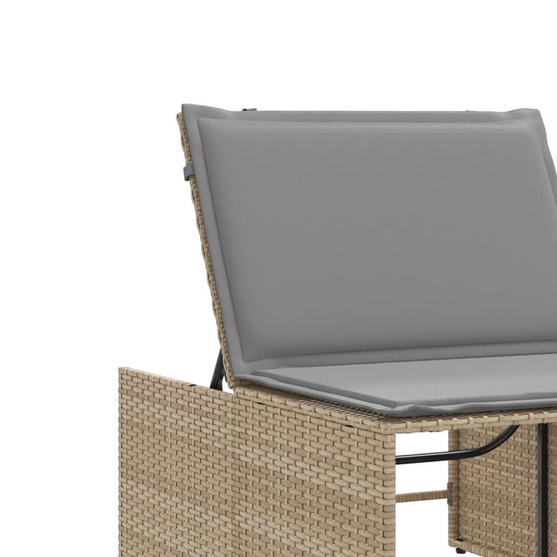 vidaXL 2 db bézs polyrattan napozóágy asztallal