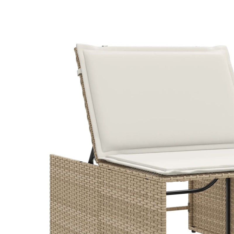 vidaXL 2 db bézs polyrattan napozóágy asztallal