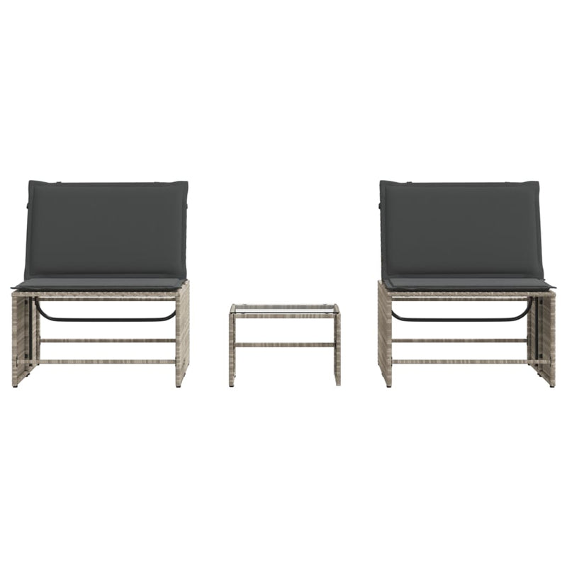 vidaXL 2 db világosszürke polyrattan napozóágy asztallal