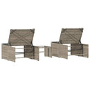 vidaXL 2 db világosszürke polyrattan napozóágy asztallal