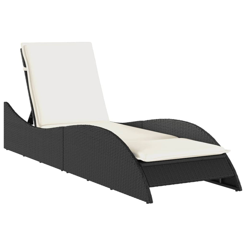 vidaXL fekete polyrattan napozóágy párnával 60x205x73 cm