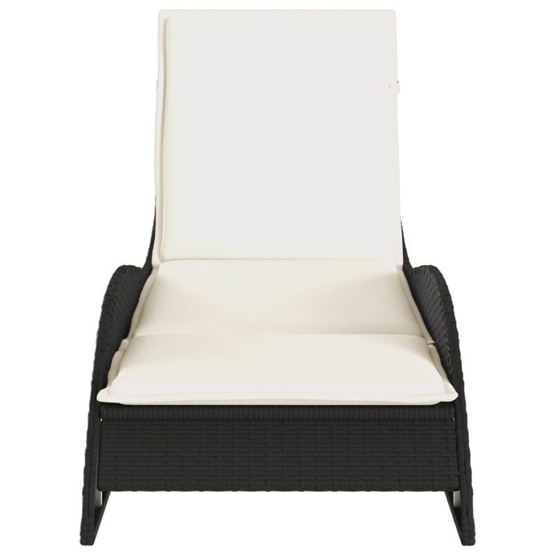vidaXL fekete polyrattan napozóágy párnával 60x205x73 cm